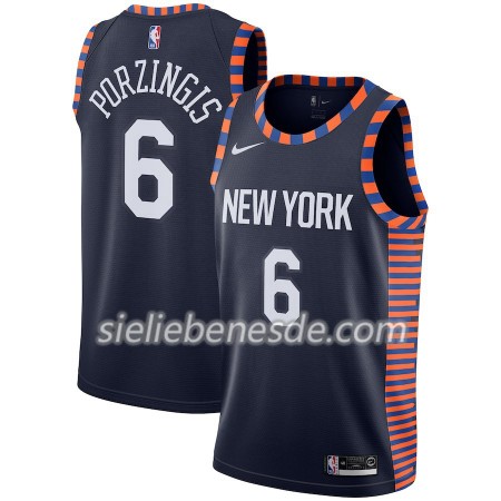 Herren NBA New York Knicks Trikot Kristaps Porzingis 6 2018-19 Nike City Edition Navy Swingman